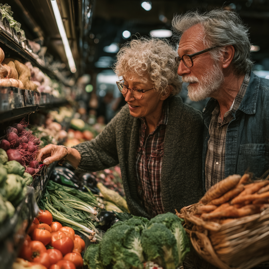 Cuplu de seniori bucurându-se de o masă sănătoasă